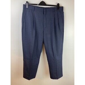 Mens Lands End Navy Wool Pleated Short Pants Buttons For Suspenders USA Size 36